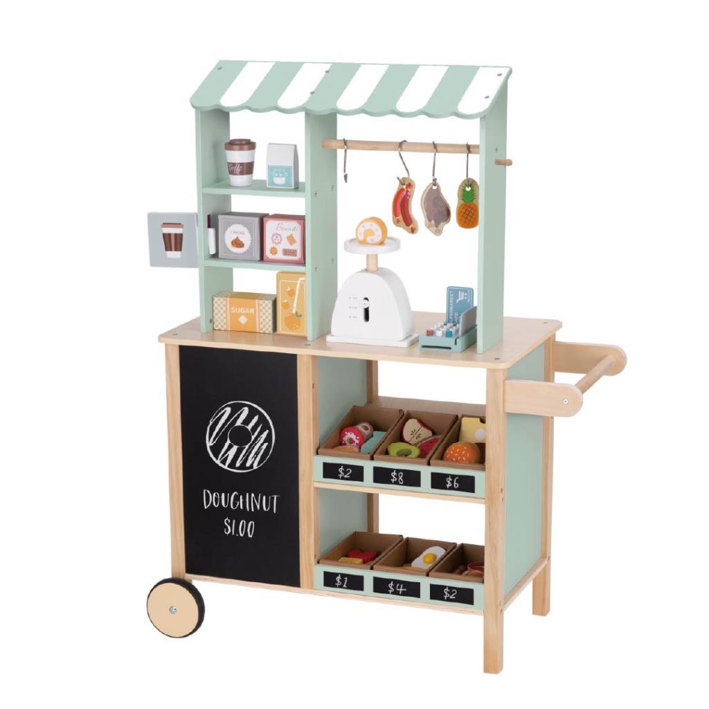 عربة سوبرماركت خشبية للأطفال